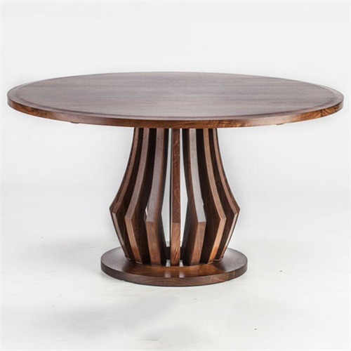 简约现代餐厅圆形西式餐桌_西餐厅创意全实木桌子