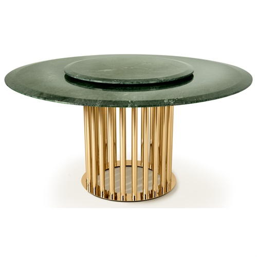 不锈钢桌脚天然大理石台面高端西餐桌